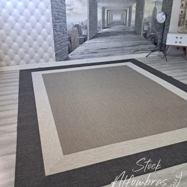 Vinilo  Diseño V69 doble cenefa  lino arena ébano