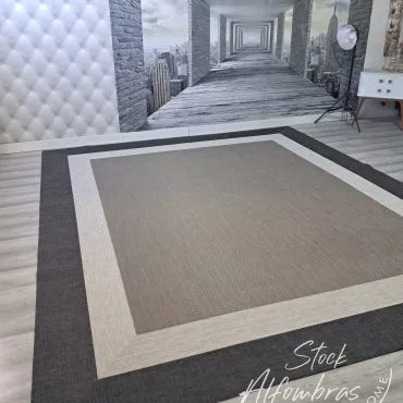 Vinilo  Diseño V69 doble cenefa  lino arena ébano