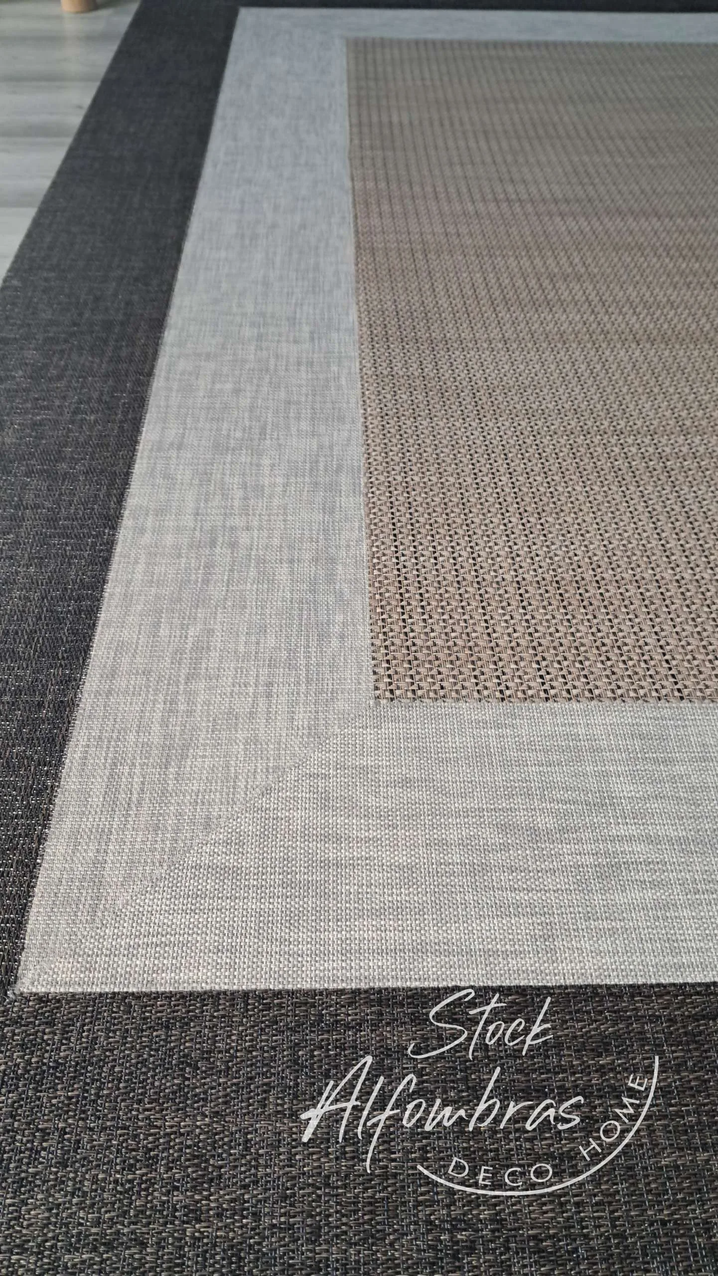 Vinilo Diseño V63 doble cenefa lino ,gris jaspeado y ébano - Imagen 4