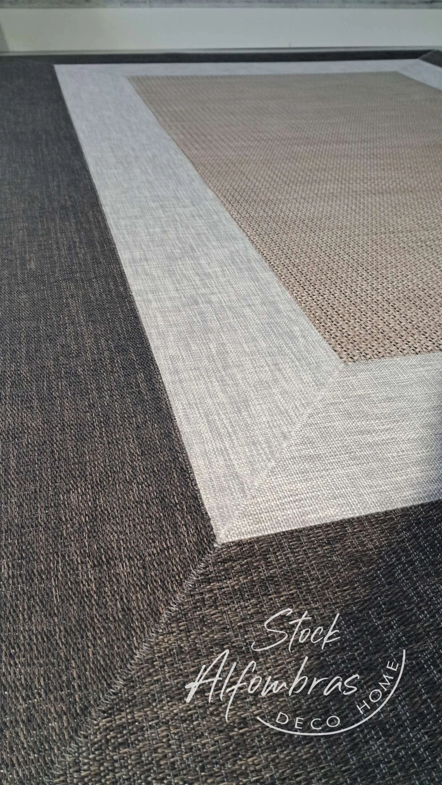 Vinilo Diseño V63 doble cenefa lino ,gris jaspeado y ébano - Imagen 3