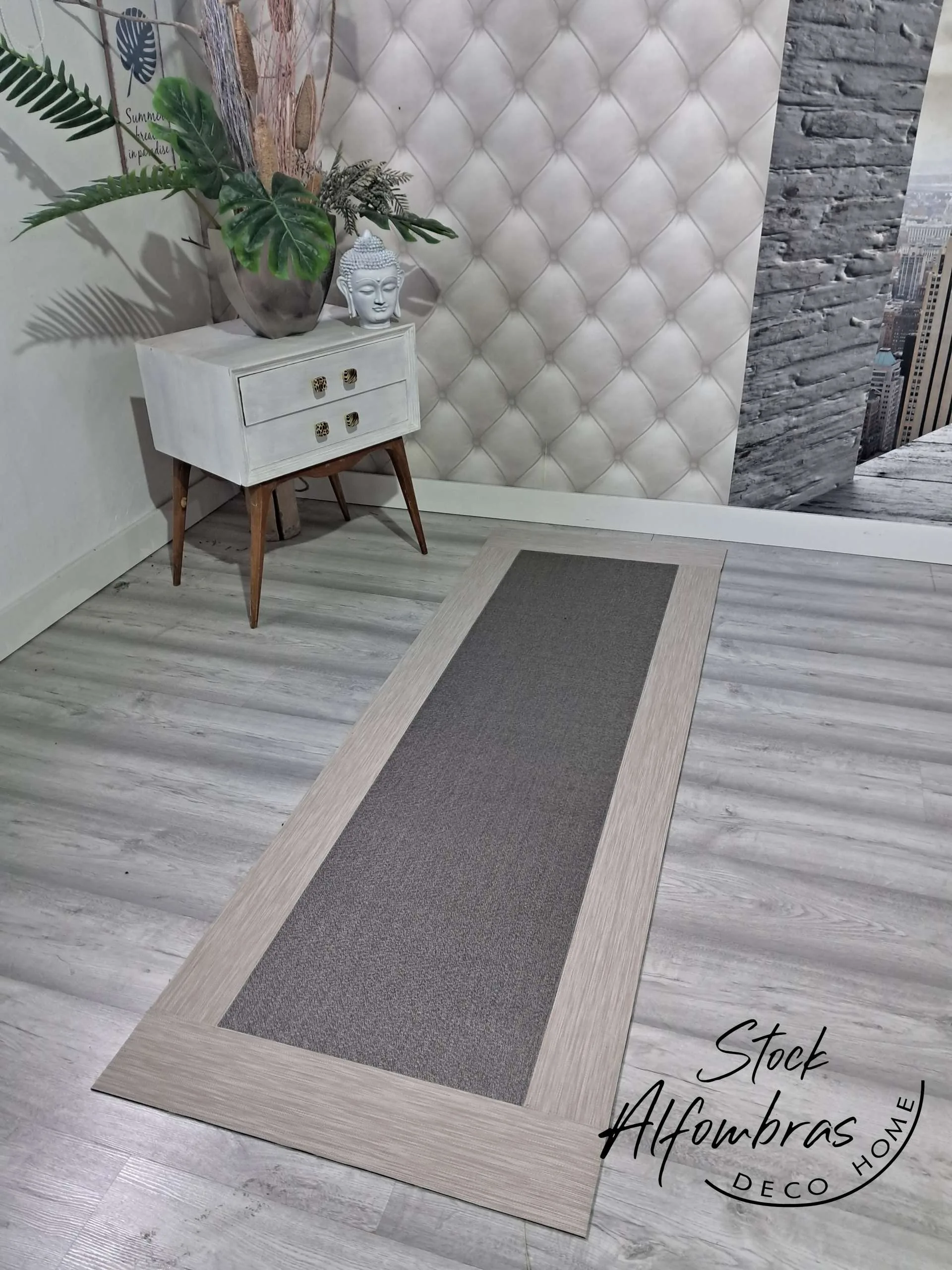 Alfombra a medida Teplón Premium | Una Cenefa–Plata /Jaspeado beige - Imagen 2
