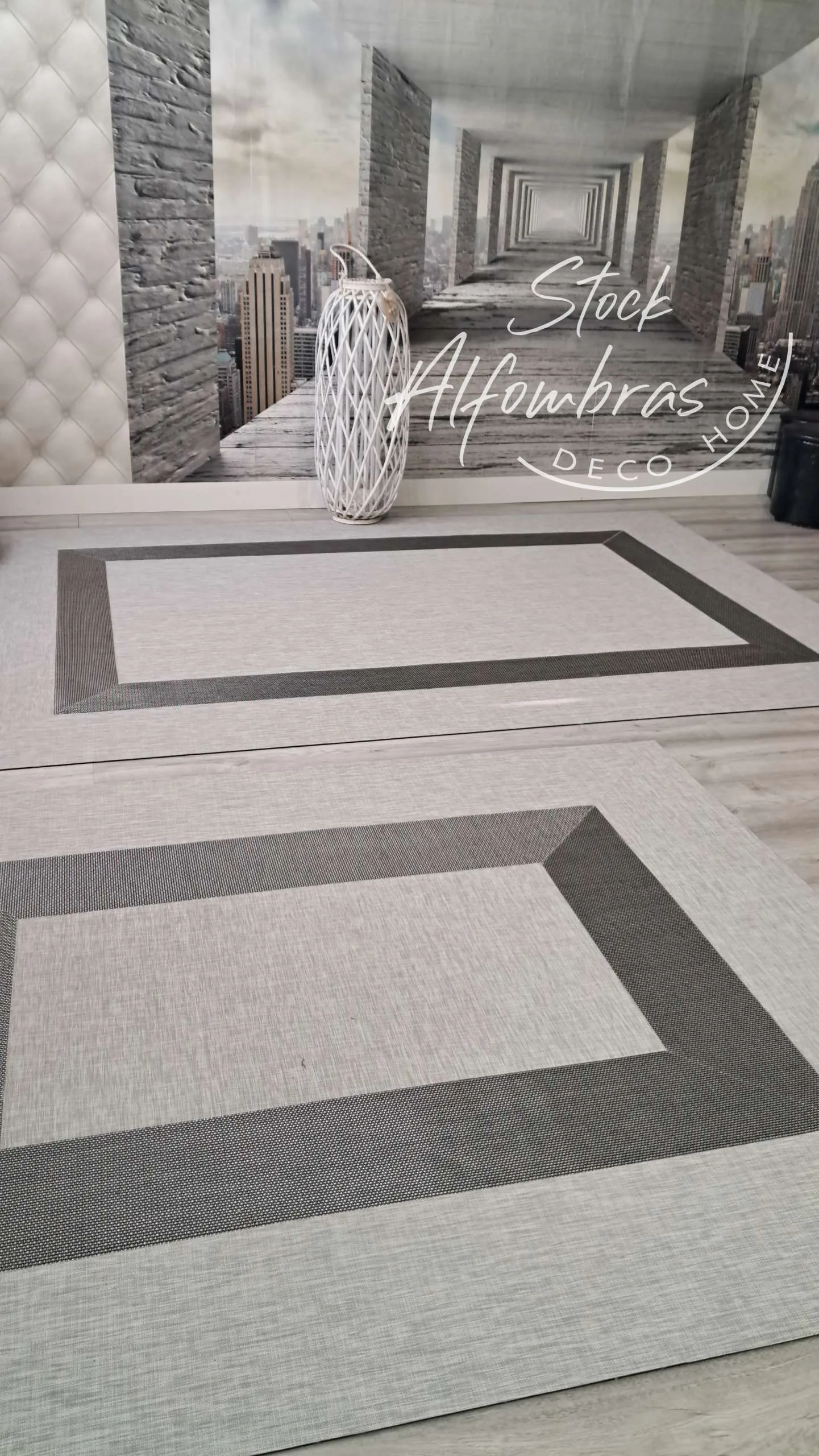 Vinilo  Diseño V117 doble cenefa gris claro  metálico gris claro