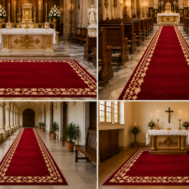 Alfombra rojo cenefa alhambra 2.50mtrs ancho largo 4.00 metros