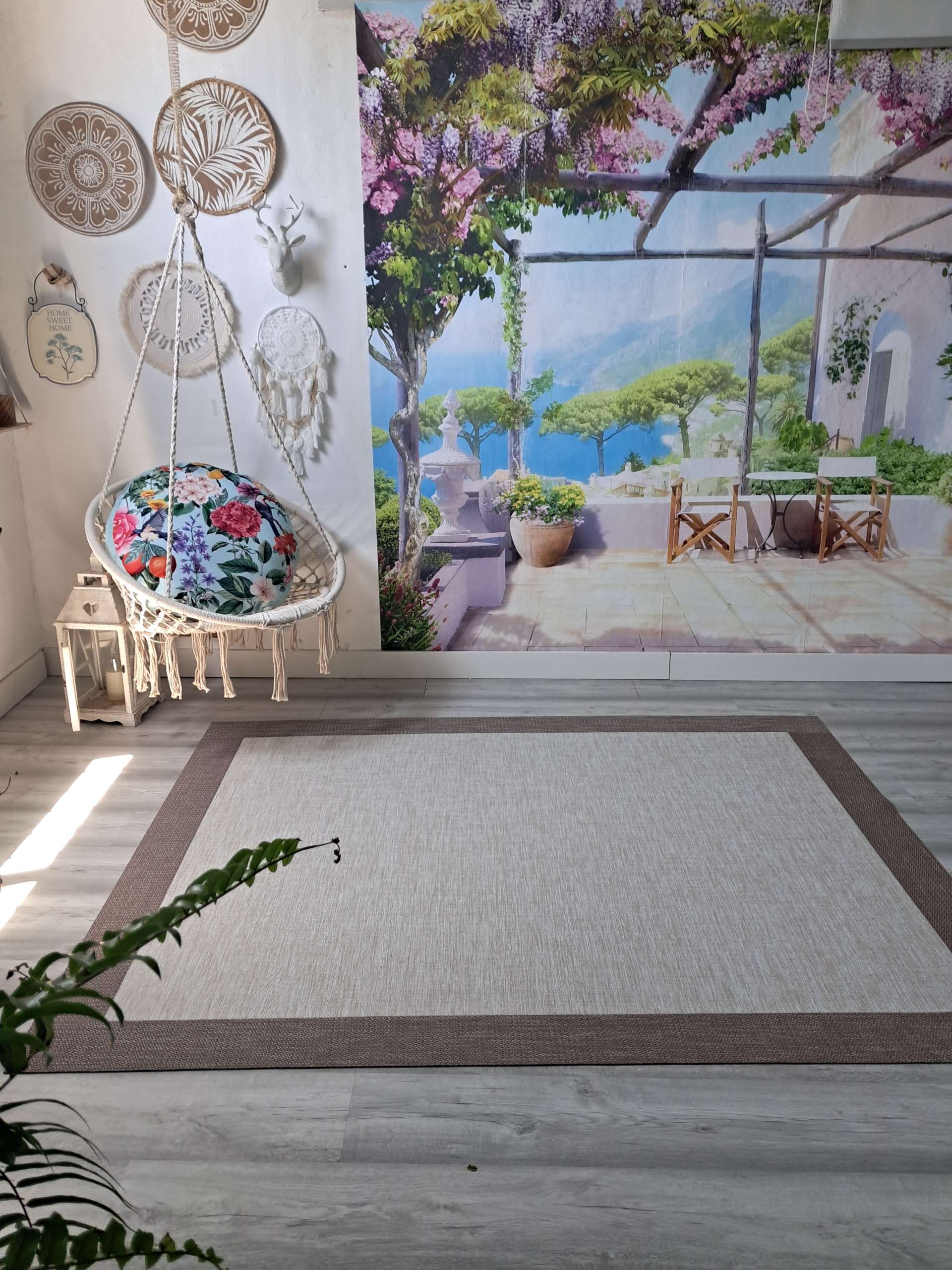 Alfombra 1.20 X 1.90 vinilo Teplon premium arena y cenefa lino - Imagen 2