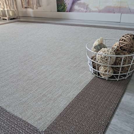 Alfombra 1.20 X 1.90 vinilo Teplon premium arena  y  cenefa lino