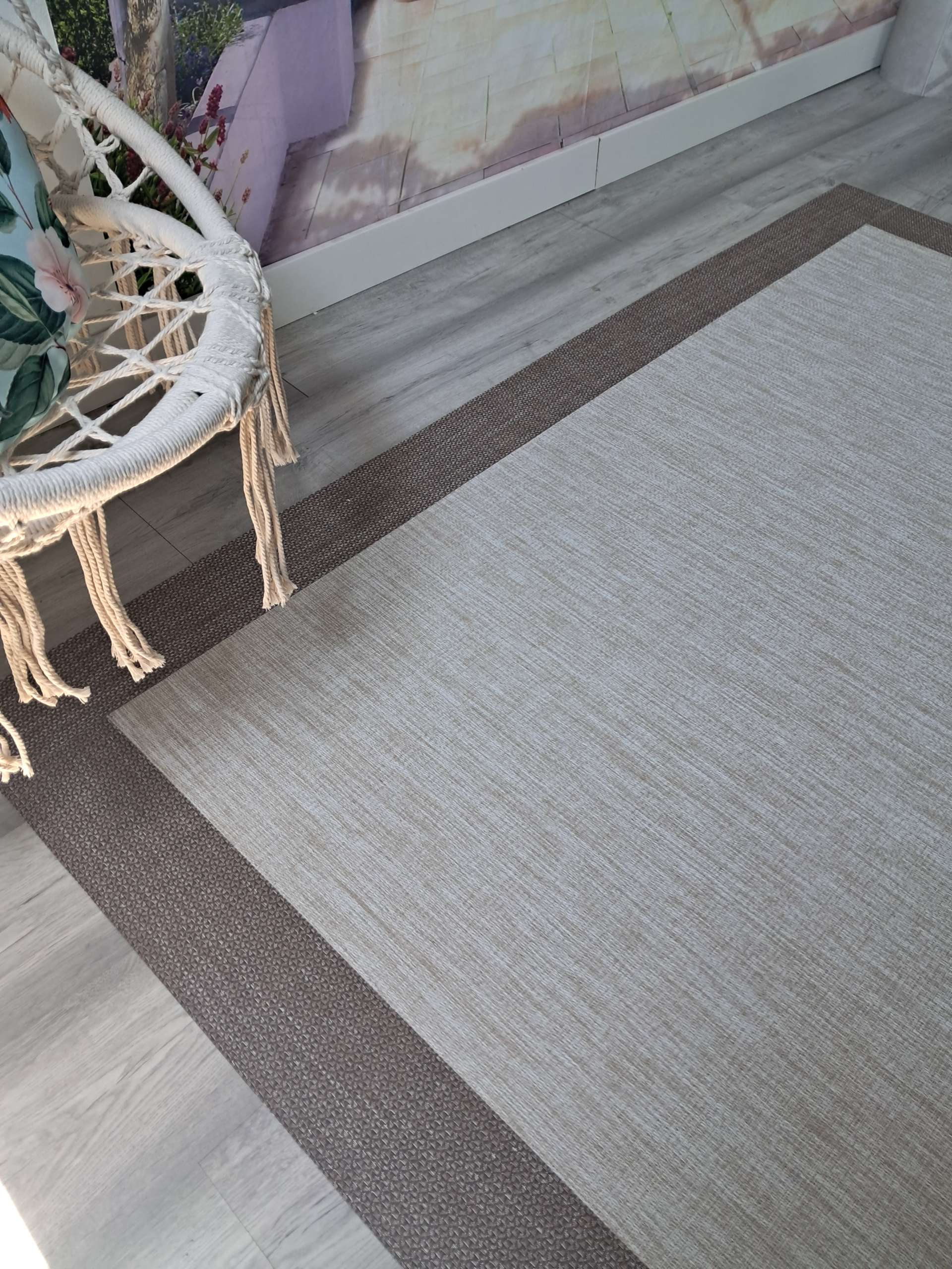 Alfombra 1.20 X 1.90 vinilo Teplon premium arena y cenefa lino - Imagen 5