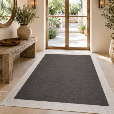 Alfombra a medida Teplón Premium | Una Cenefa–Ébano /Arena