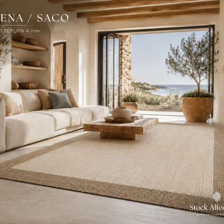 Alfombra a medida Teplón Premium | Una Cenefa -Arena/ Saco