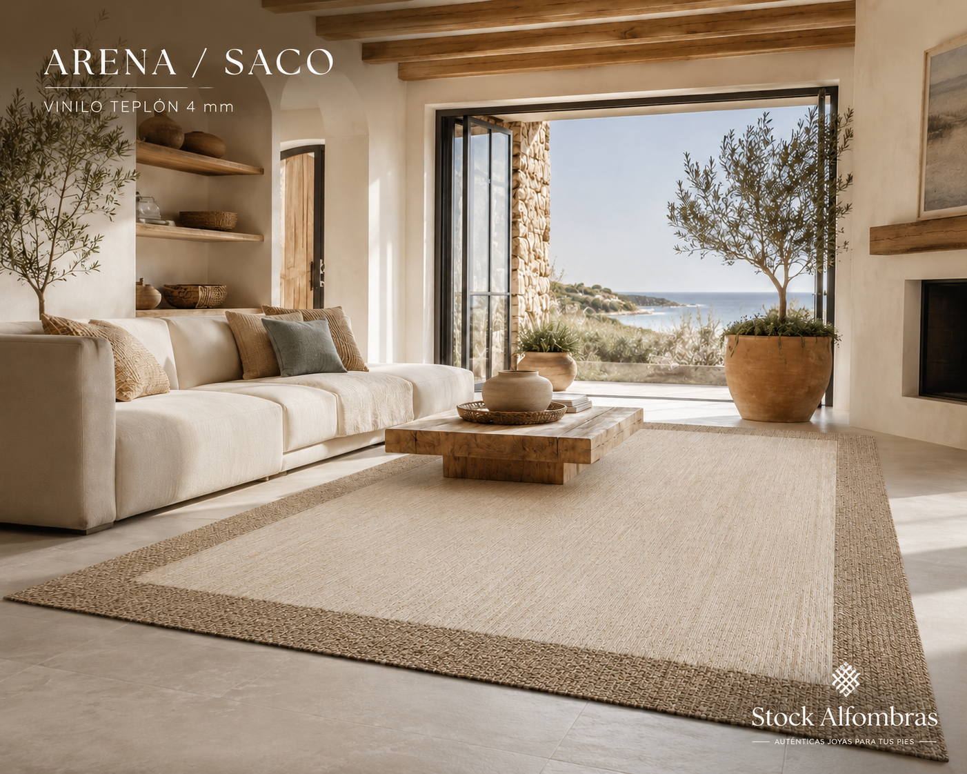 Alfombra a medida Teplón Premium | Una Cenefa -Arena/ Saco