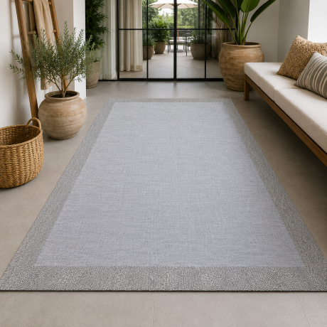 Alfombra a medida Teplón Premium | Una Cenefa–Gris liso /Plata