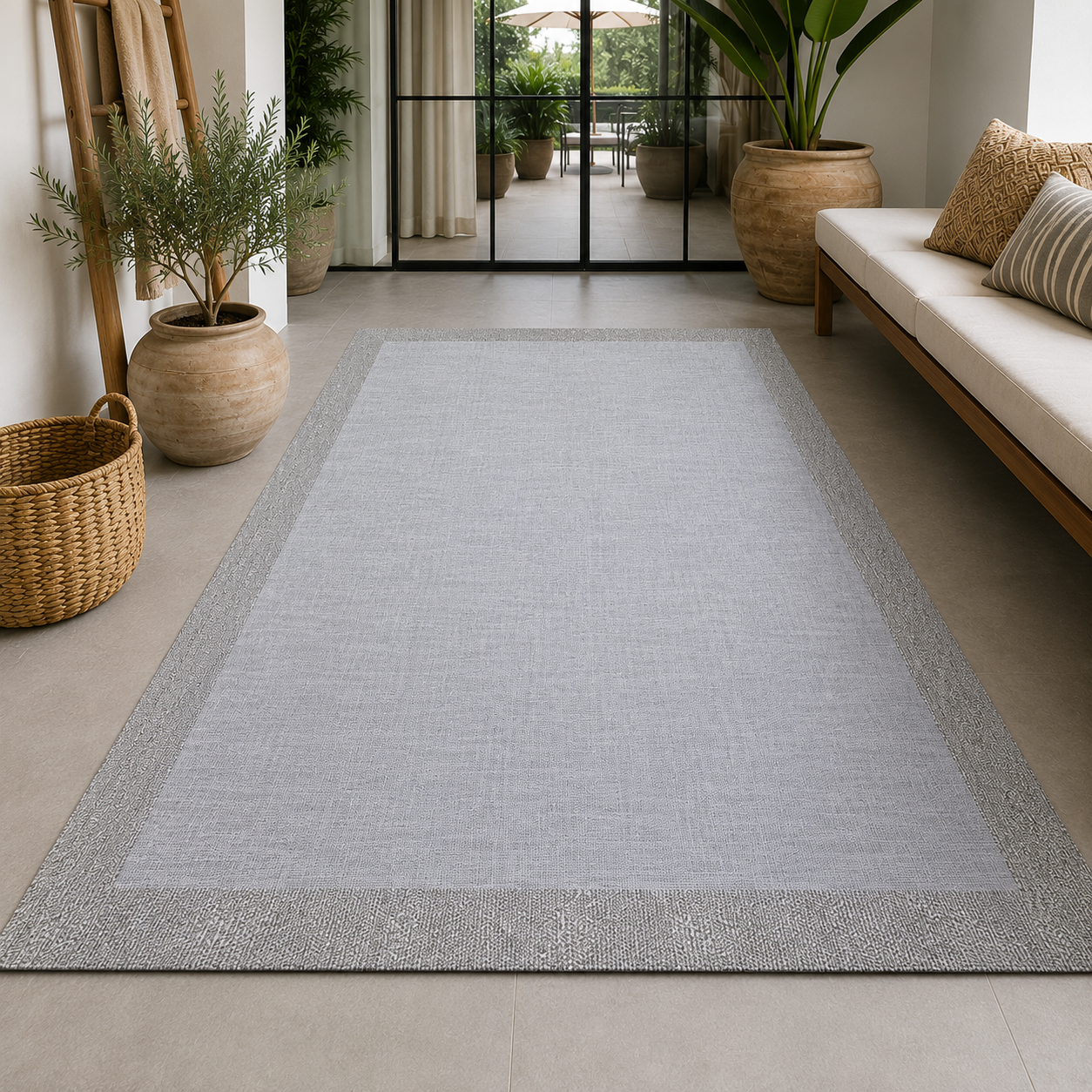 Alfombra a medida Teplón Premium | Una Cenefa–Gris liso /Plata
