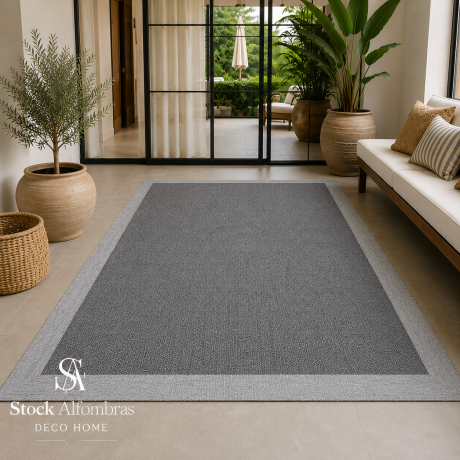 Alfombra a medida Teplón Premium | Una Cenefa– Gris mate / Gris claro