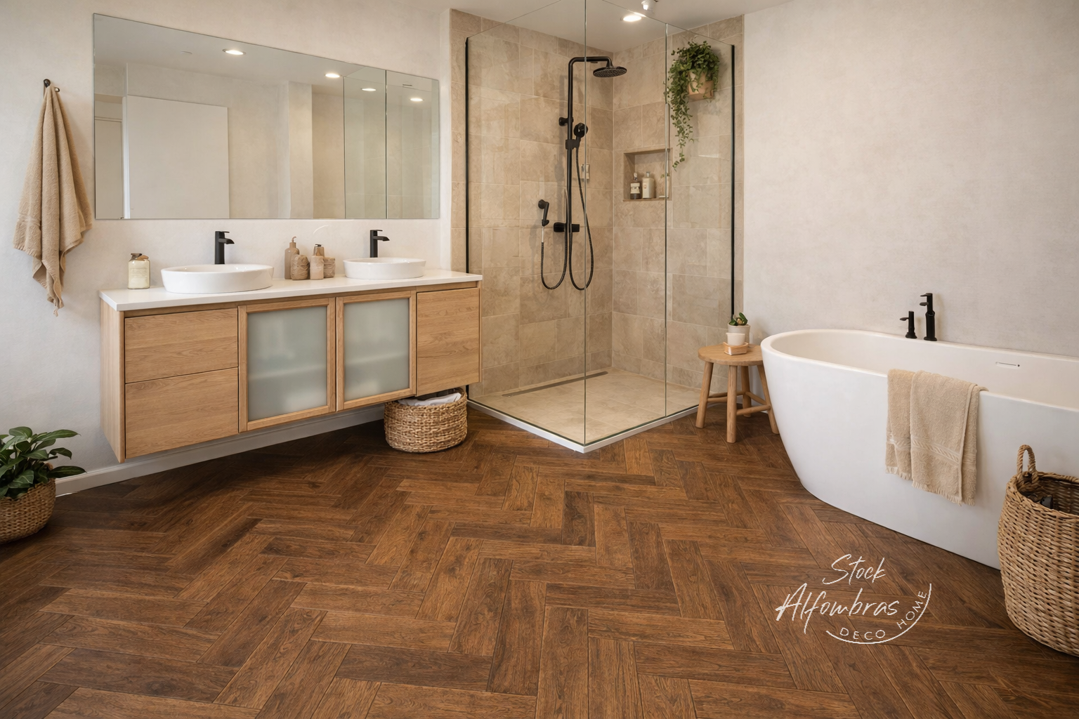 Suelo vinílico PVC efecto madera nogal en espiga – resistente, elegante y sin obras - Imagen 2