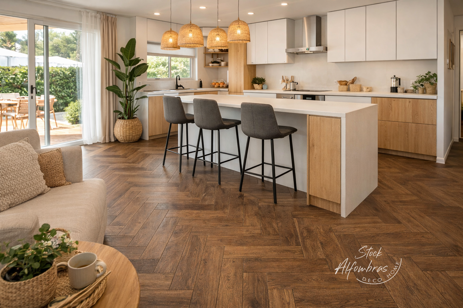 Suelo vinílico PVC efecto madera nogal en espiga – resistente, elegante y sin obras - Imagen 3