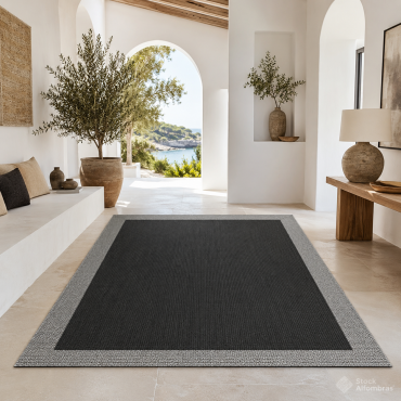 Alfombra Vinílica Teplón Premium a Medida | Una Cenefa– Ébano/ plata