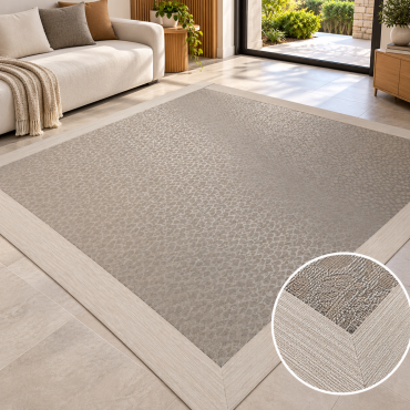 Alfombra vinílica 1.85 x 2.04 print  y cenefas  jaspeado beige