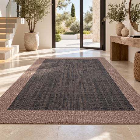 Alfombra vinílica 160 x 230 base ébano cenefa lino de 10 ctms